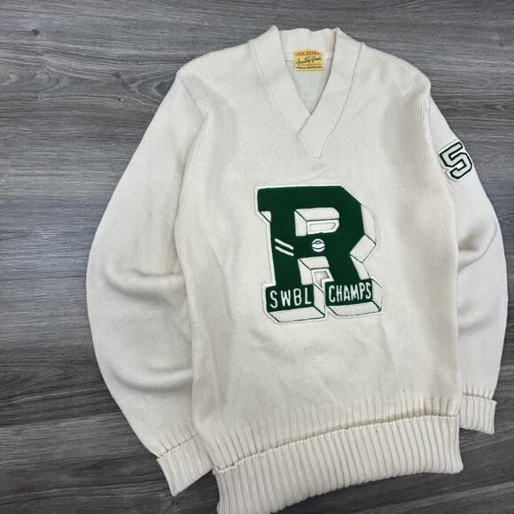 VINTAGE Varsity Letterman Sweater Mens Small SWBL Champs Wool True 50s - Picture 4 of 9